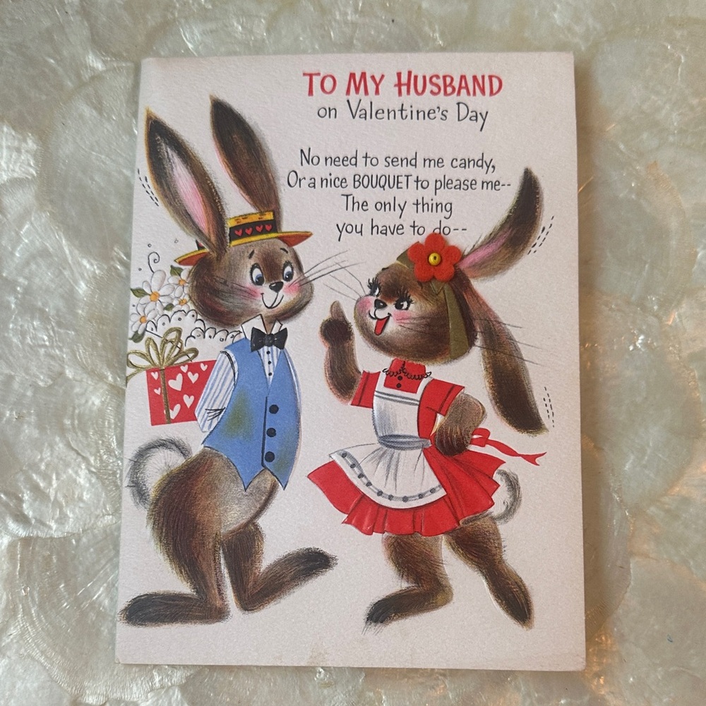 Vintage Hallmark Valentine's Day Card with Funny Bunnies - Picture 1 of 7